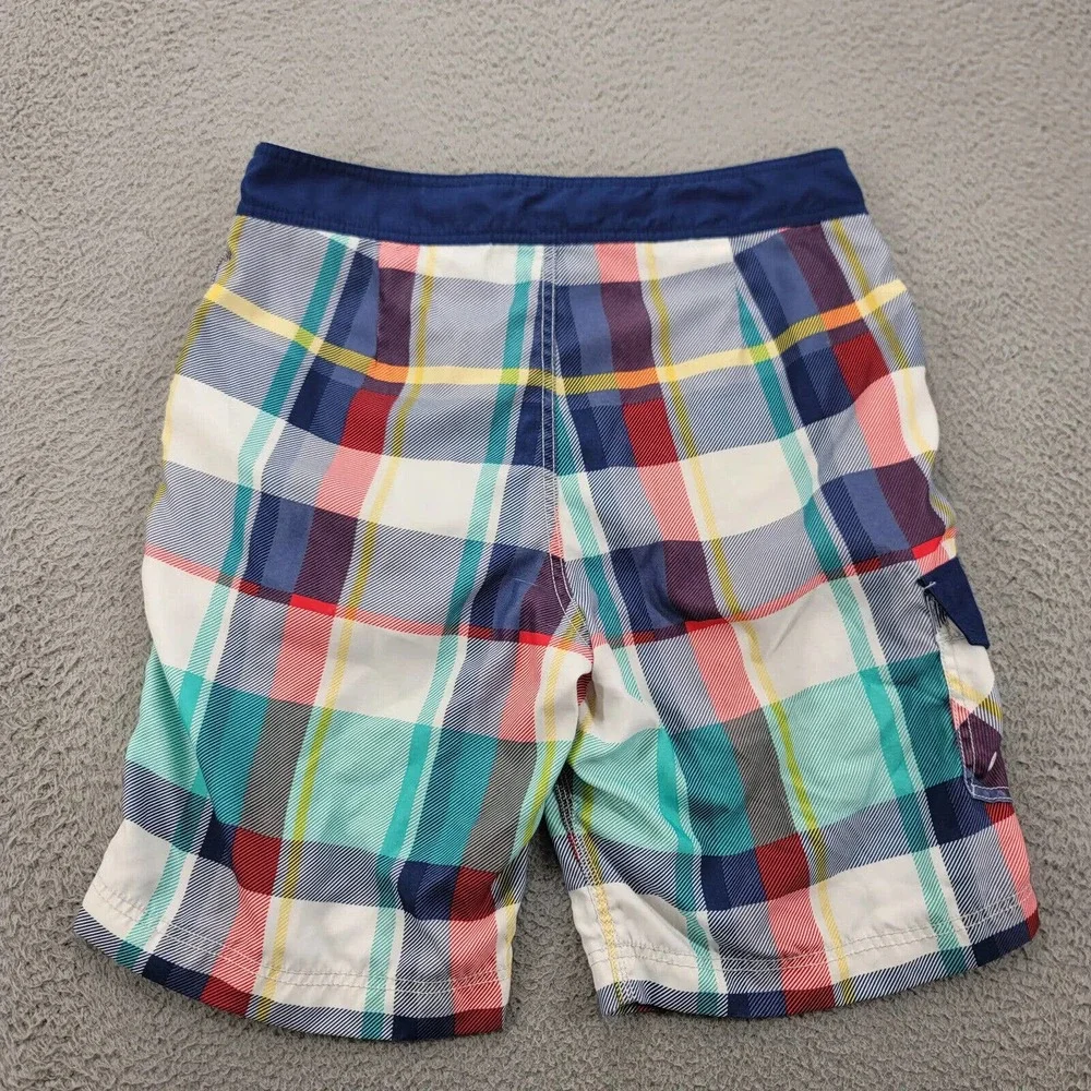 American Eagle Shorts Mens Medium White Plaid Patch Pockets Board‎ Shorts Swim